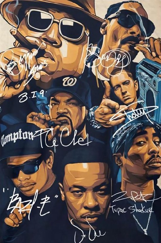 Bol Com Allernieuwste Canvas Schilderij Hip Hop Legends 2pac Dr Dre Snoop Dogg Emenim