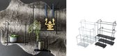 PINA Set van 3 wandplankjes - ijzeren rekjes voor aan de muur - accessoire wandplank plank schapje wanddecoratie - zwart staal - stoer industrieel - 12 cm, 25 cm, 38 cm breed