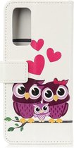 Oppo Find X3 Lite / Reno5 Hoesje Portemonnee Book Case met Uilen Print