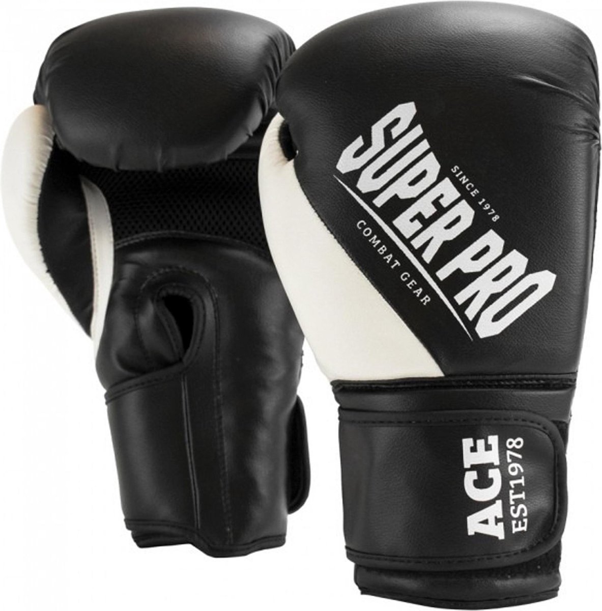 Super Pro Combat Gear ace (kick)bokshandschoenen zwart/wit 12oz