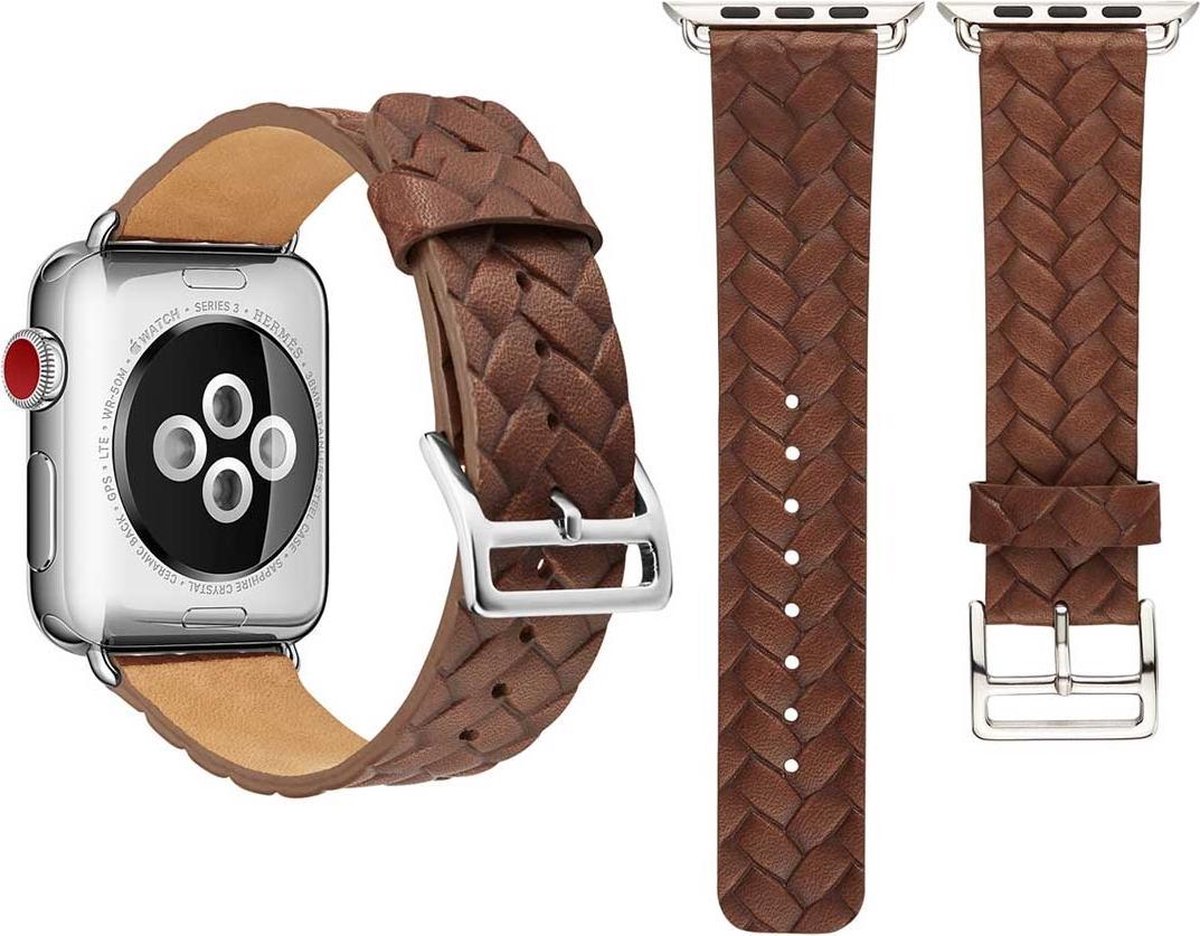 Bracelet Apple Watch Compatible - By Qubix Bracelet cuir - Marron