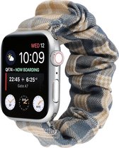 By Qubix Elastisch scrunchie nylon bandje - Khaki - Donkerblauw - Geschikt voor Apple Watch 38mm - 40mm - 41mm - Compatible Apple watch bandje -