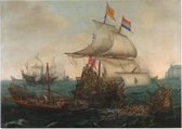 Hollandse schepen overzeilen Spaanse galeien onder de Engelse kust, Hendrik Cornelisz. Vroom - Foto op Posterpapier - 59.4 x 42 cm (A2)