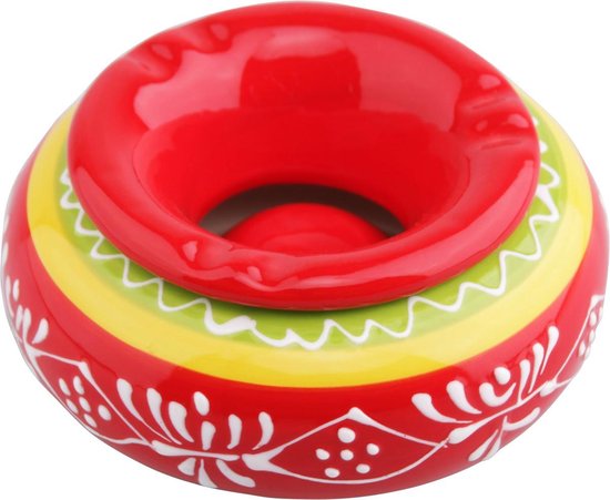 Sombrero Red Asbak - met deksel -d10.5xh5cm - voor binnen en buiten