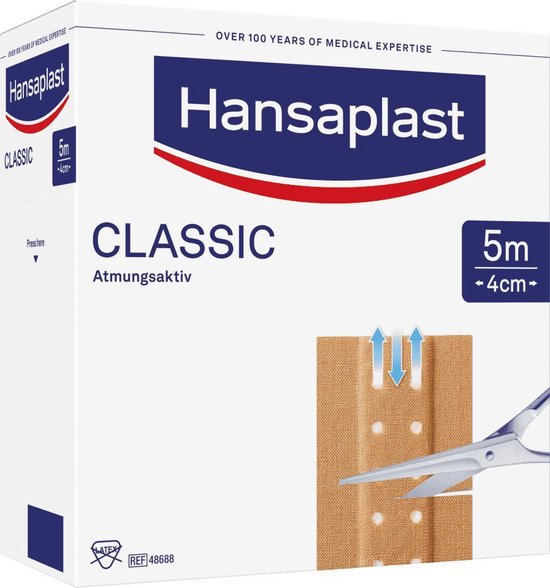 Hansaplast Pleister rol Classic 5 m x 8 cm | bol.com