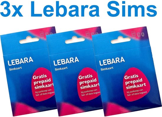 Lebara Simkaart Prepaid 3 Stuks | 3 in 1 Simkaart | 3G | 4G | 4+G | Wifi |  3 Formaten... | bol.com