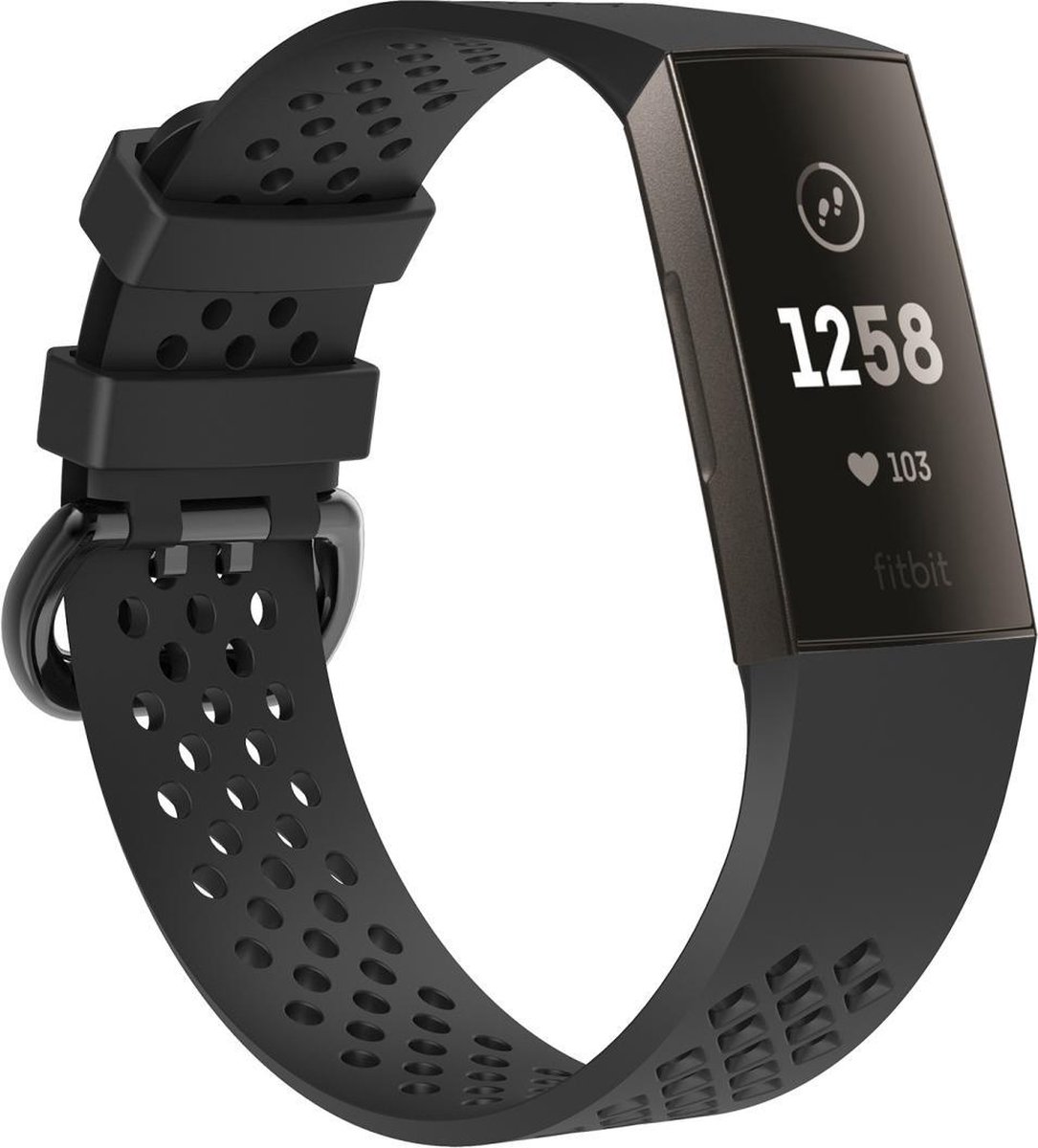 Fitbit Charge 3 & 4 sport bandje (large) - Zwart - Fitbit charge bandjes