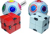 Ultrasativa® - Fidget Ballen En Cubes Pakket - Puzzel Bal - Fidget Cube - 4 Stuks - Fidget Toys - Nieuwste TikTok Trend