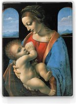 Kleine Madonna - Leonardo Da vinci - 19,5 x 26 cm - Niet van echt te onderscheiden schilderijtje op hout - Mooier dan een print op canvas - Laqueprint.