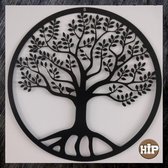 Hip-Wonen.nl - Levensboom Ø 60 cm - Wanddecoratie Metaal Zwart - Metalen Tree of life Wandpaneel