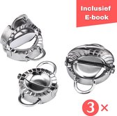 Comamor - Stalen Deegvormer Mal - 3 stuks S/M/L - Dumplings - Ravioli - Empanada's - Keukengerei - RVS - Incl. E-book