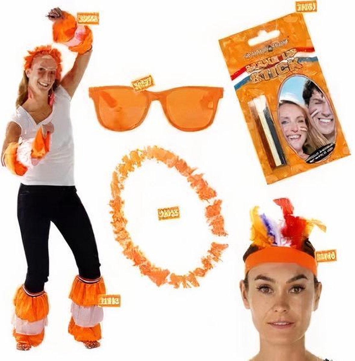 Verhaak Accessoireset Koningsdag Polyester Oranje 9-delig