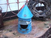 Bol.com Gerecycled metalen decoratie Vogelhuisje | birdhouse iron round | 19x23x35 | blauw aanbieding