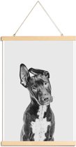 JUNIQE - Posterhanger Hond – Zwart | Wit -30x45 /Grijs & Zwart