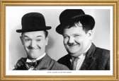 JUNIQE - Poster in houten lijst Laurel and Hardy -30x45 /Wit & Zwart