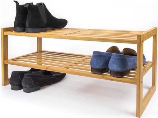 Chaussure Budu (2 niveaux) - Chaussure en Bamboe - Armoire à chaussures en bois - étagère à plantes - étagère organisateur de Chaussures pour femmes - étagère à chaussures - bois à chaussures
