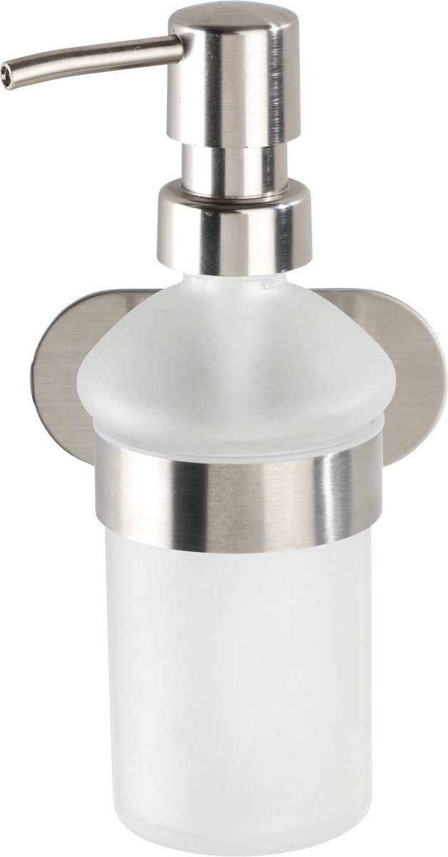 WENKO Turbo-Loc® Zeepdispenser Orea RVS mat 200ml - Zeeppompje - Bevestigen zonder boren - Zelfklevend - 10 jaar garantie