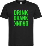 Zwarte Fun T-Shirt met “ Drink. Drank, Drunk “ print Groen  Size XXXXL