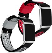 kwmobile 2x armband voor Huawei Watch Fit - Bandjes voor fitnesstracker in zwart / rood / zwart / grijs