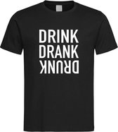 Zwarte Fun T-Shirt met “ Drink. Drank, Drunk “ print Wit  Size XL