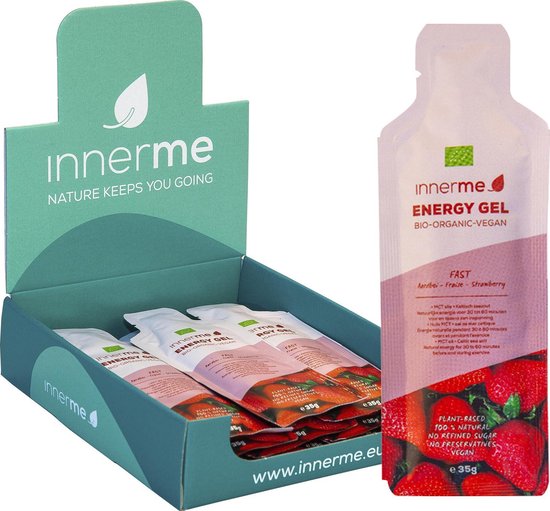 Energy Gels 'Fast' Aardbei (12x35g) - bio & vegan - vloeibare sportvoeding met vetten uit kokos - snel opneembaar - bevat Keltisch zeezout