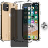 iphone 12 hoesje apple iphone 12 pro siliconen transparant case – shock proof hoesje voor iphone 12 geschikt voor magsafe met glass privacy screenprotector