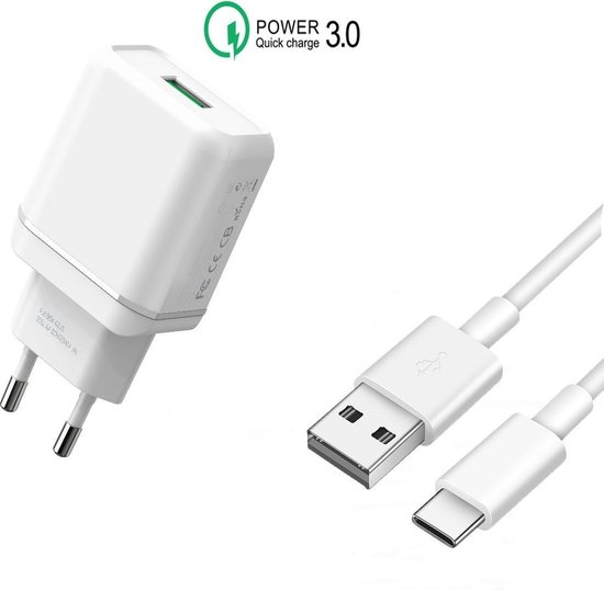 Quick Charge oplaadstekker 15W met USB-C Kabel | 1 Meter | USB Power oplader  met USB-C... | bol.com