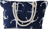 Strandtas marineblauw 37 x 54 cm - Strandshoppers/boodschappentassen van polyester