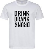 Wit Fun T-Shirt met “ Drink. Drank, Drunk “ print Zwart  Size XXXXL