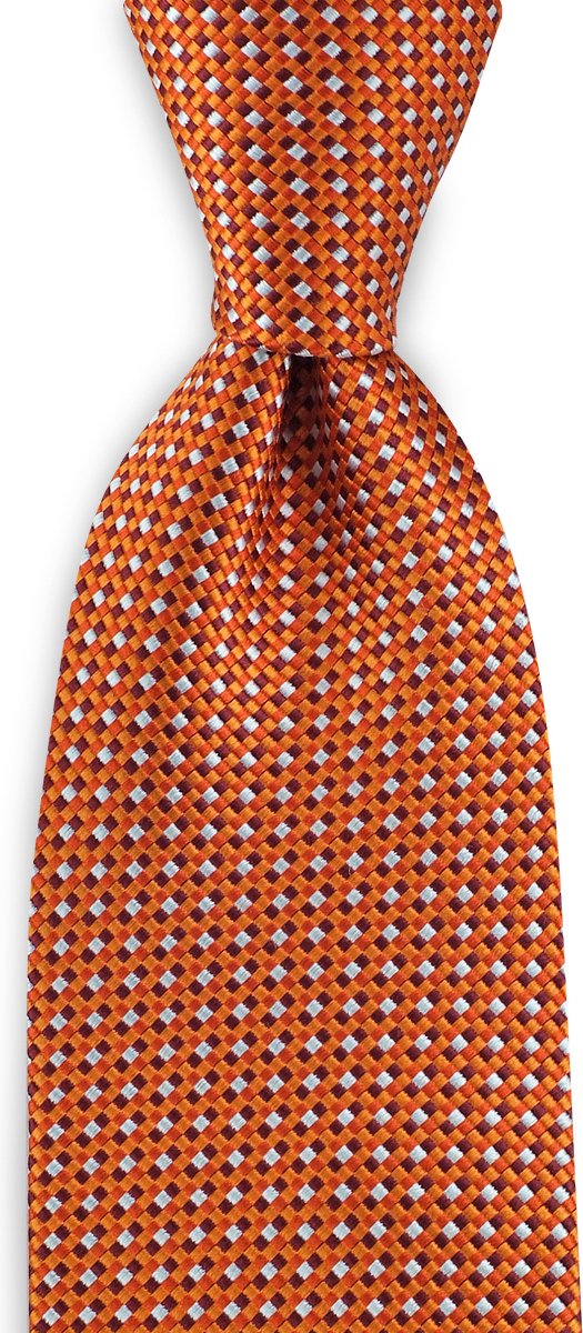 JB Collection - Stropdassen - stropdas basket weave - oranje / bordeauxrood / wit