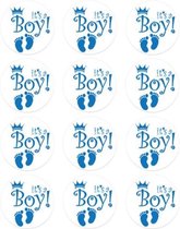 12 Grote Sluitzegels It's A Boy - Geboorte Jongen - 12 Stickers Baby - Sluitzegel Geboortekaartje - Sticker Envelop Felicitatie - Bedankje Geboorte  Jongen - Traktatie Geboorte Jongen