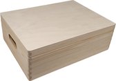 Boîte de rangement en bois de pin + couvercle 40x30x15H cm