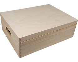 Opbergkist met deksel - massief dennenhout - 40cm x 30xm x 15cm