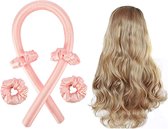 Heatless curls - Zijde haarkruller - Heatless Silk Hair Curlers - light pink