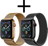 Horlogeband Milanees Geschikt voor Apple Watch 38/40/41 mm Bandje - Bandje Geschikt voor Apple Watch 38/40/41 mm Band Milanees - Zwart & Goud