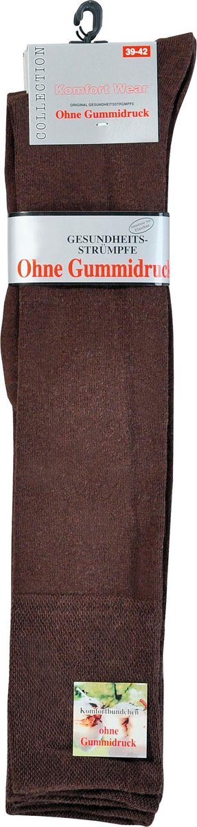2 Paar unisex top kwaliteit katoenen kousen – naadloos – zonder elastiek – donker bruin – maat 43/46