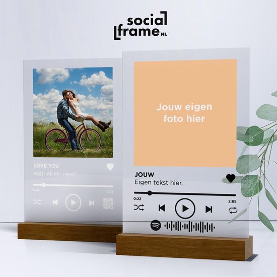 Socialframe - Spotify layout Plexi Glasplaat inclusief standaard! - Gepersonaliseerd met foto - Uniek vaderdag geschenk Socialframe - Spotify layout Plexi Glasplaat inclusief standaard! - Gepersonaliseerd met foto - Uniek vaderdag geschenk