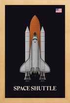 JUNIQE - Poster in houten lijst NASA space shuttle raket -40x60 /Grijs