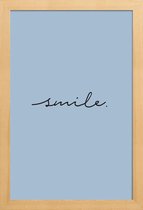 JUNIQE - Poster in houten lijst Smile -30x45 /Blauw