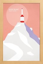 JUNIQE - Poster in houten lijst Mont Blanc -20x30 /Grijs & Roze