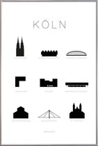 JUNIQE - Poster met kunststof lijst Köln -30x45 /Wit & Zwart