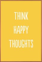 JUNIQE - Poster met kunststof lijst Happy Thoughts -40x60 /Geel