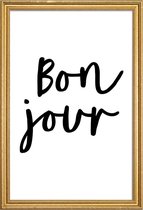 JUNIQE - Poster met houten lijst Bonjour -13x18 /Wit & Zwart