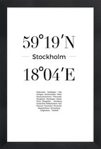 JUNIQE - Poster met houten lijst Stockholm -13x18 /Wit & Zwart