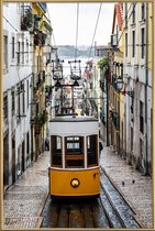 JUNIQE - Poster met kunststof lijst Yellow Tram -20x30 /Geel