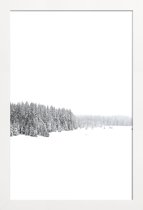 JUNIQE - Poster met houten lijst White White Winter 1/2 -13x18 /Grijs