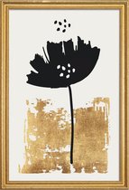 JUNIQE - Poster met houten lijst Black Poppy -13x18 /Zwart