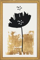 JUNIQE - Poster met houten lijst Black Poppy -30x45 /Zwart