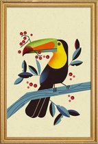 JUNIQE - Poster met houten lijst Toucan II -20x30 /Kleurrijk