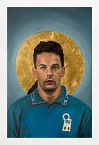JUNIQE - Poster in houten lijst Football Icon - Roberto Baggio -20x30